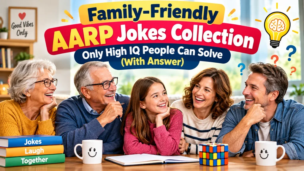 Family-Friendly AARP Jokes Collection With Laugh Clouds