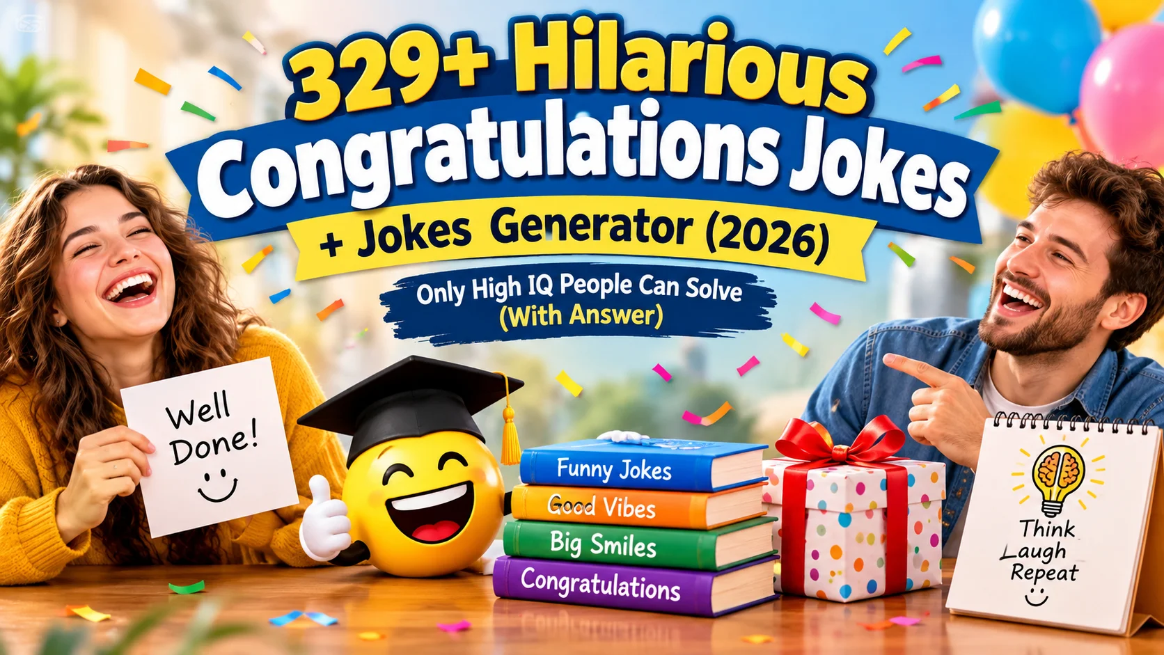 Hilarious Congratulations Jokes with laugh clouds