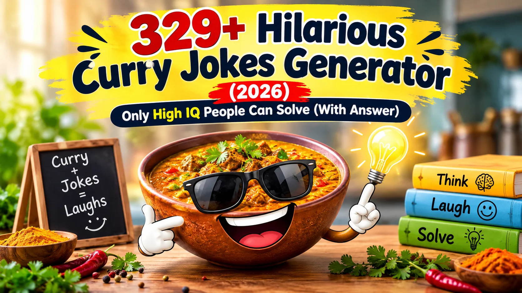 Hilarious Curry Jokes with laugh clouds