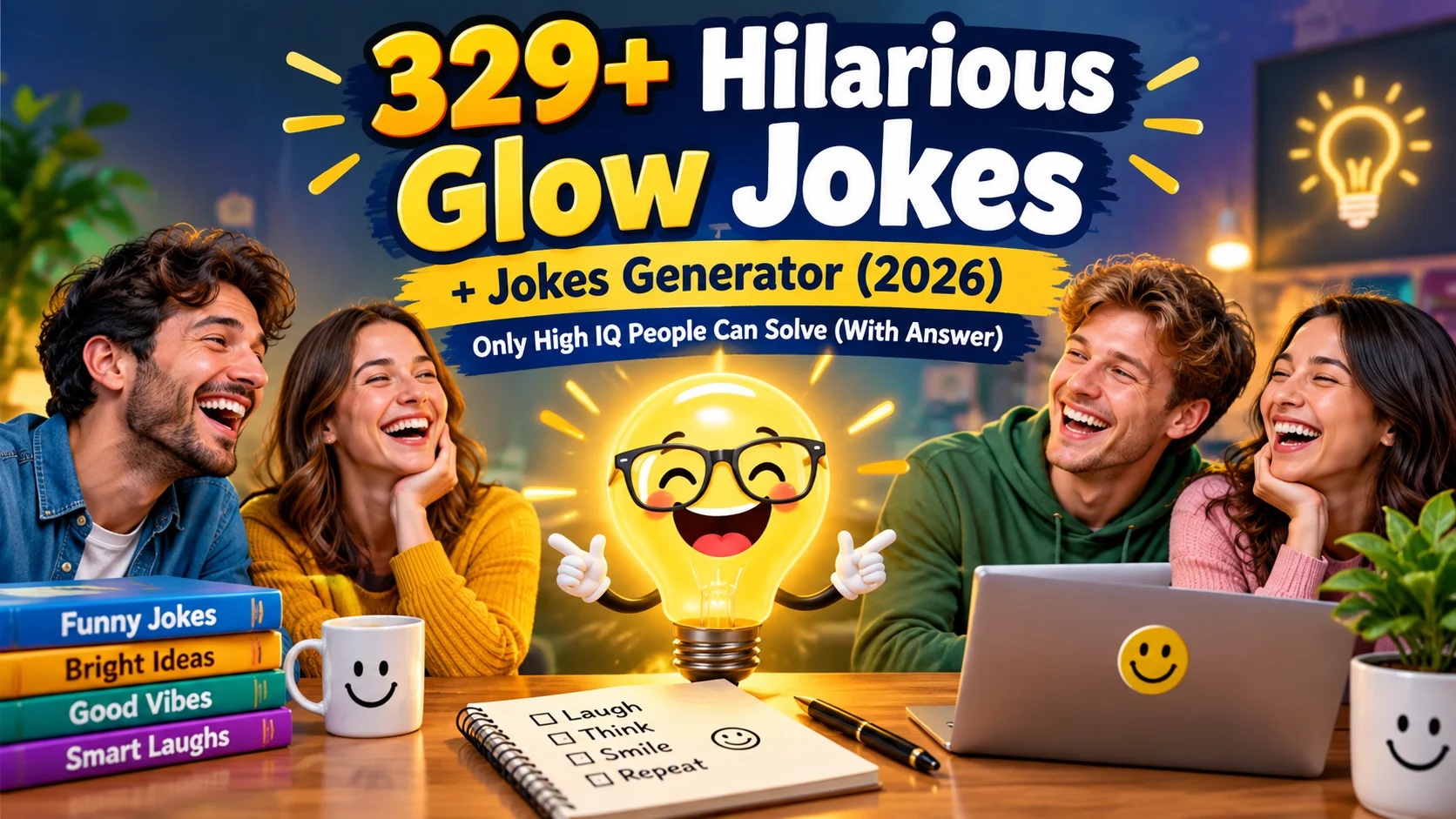 Hilarious Glow Jokes with laugh clouds