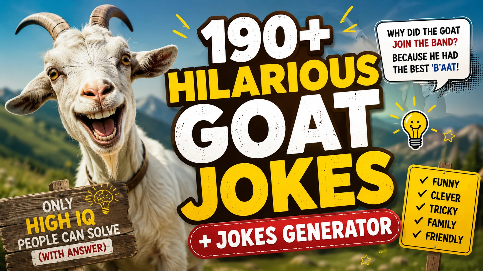 Hilarious Goat Jokes with laugh clouds