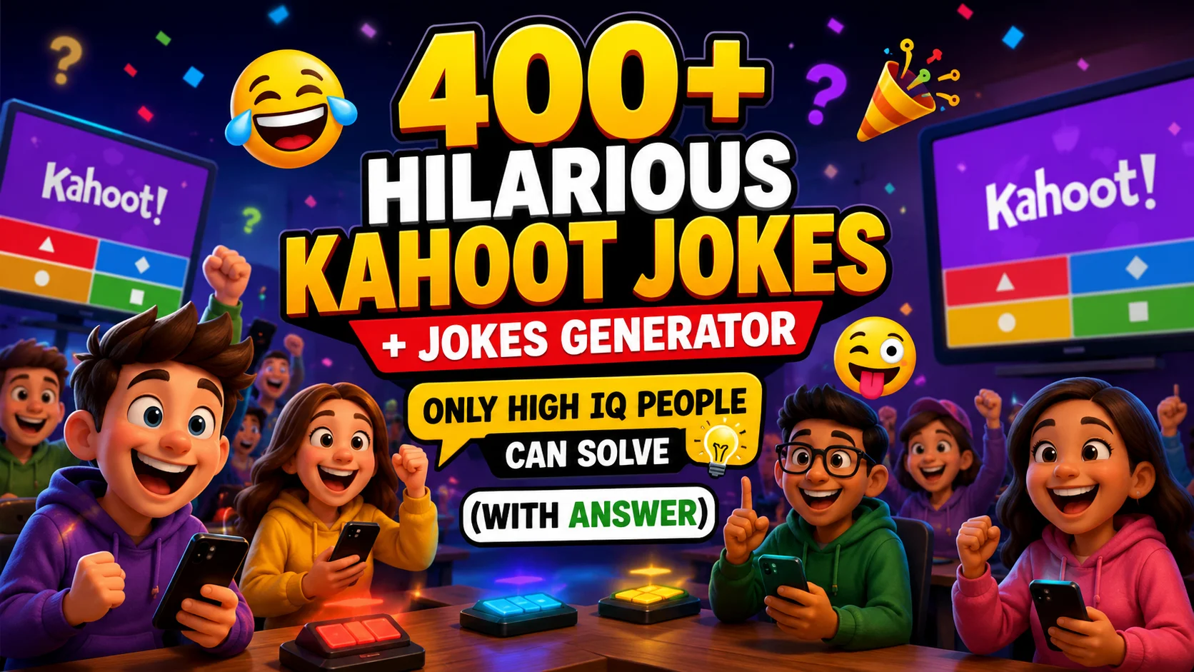 Hilarious Kahoot Jokes with laugh clouds