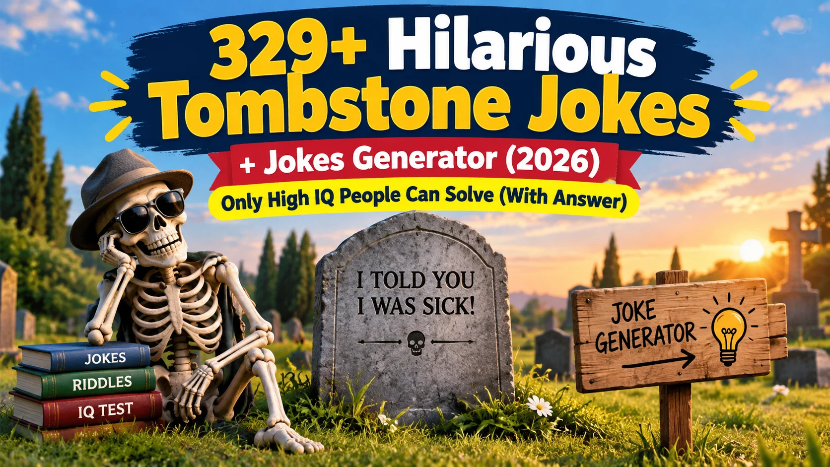 Hilarious Tombstone Jokes with laugh clouds
